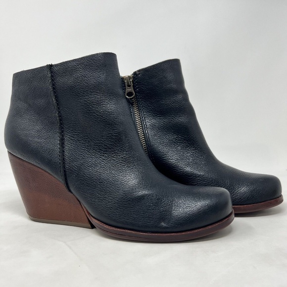 Kork-Ease Shoes - KORK EASE Natalya Wedge Bootie Black Leather Size 8 M